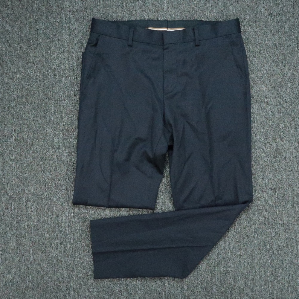 Hugo Boss Pants Mens 30x29 Blue H Genius Wool Trouser Straight Formal Dress